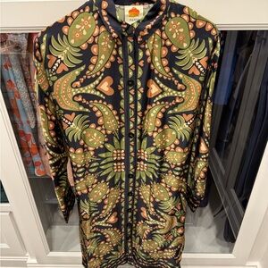 FARM Rio Green and Orange Botanical Dress